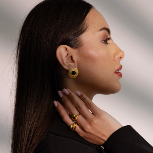 Leah Black Swirl Earrings