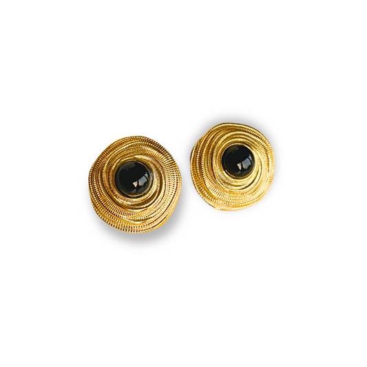 Leah Black Swirl Earrings